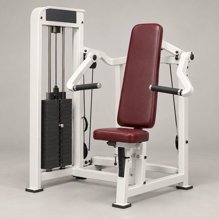 Older white chest press machine