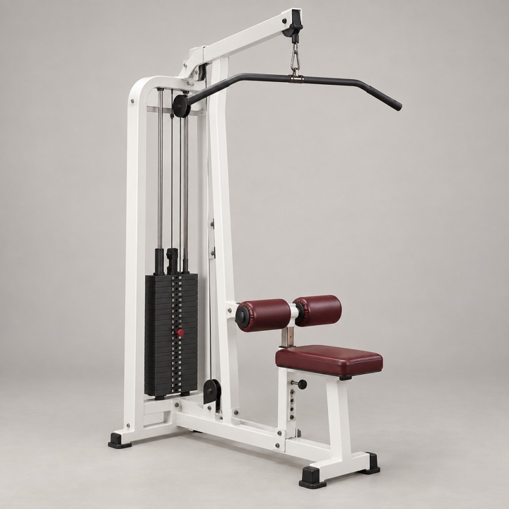 Older white lat pulldown machine