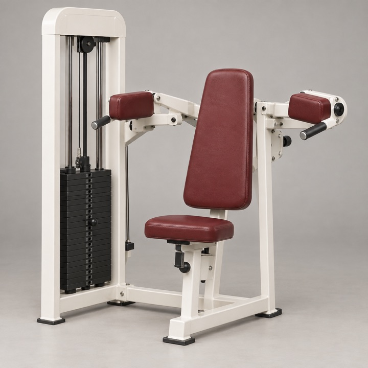 Older white lateral raise machine