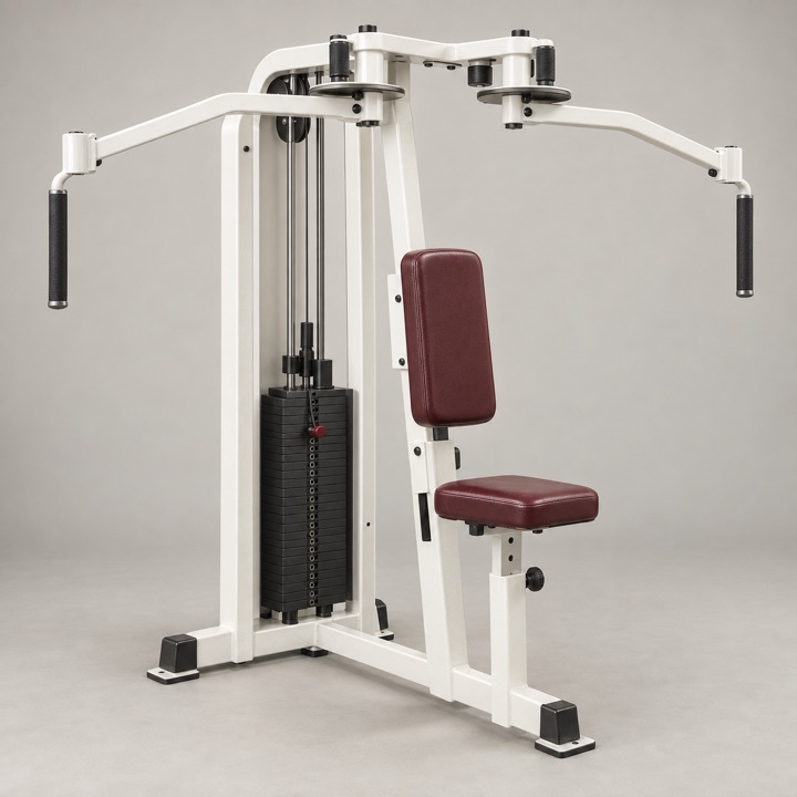 Older white rear deltoid machine