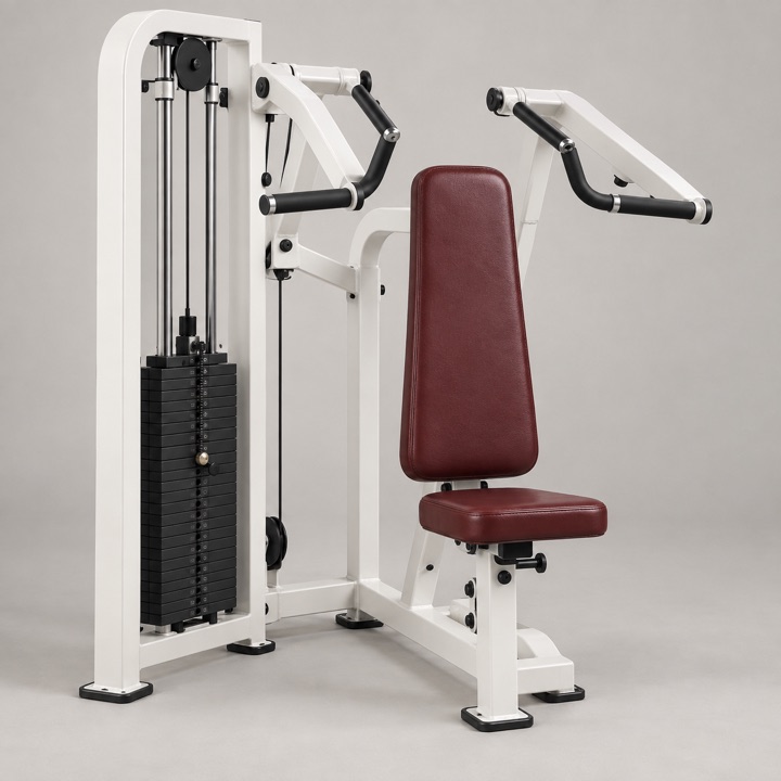 Older white shoulder press machine