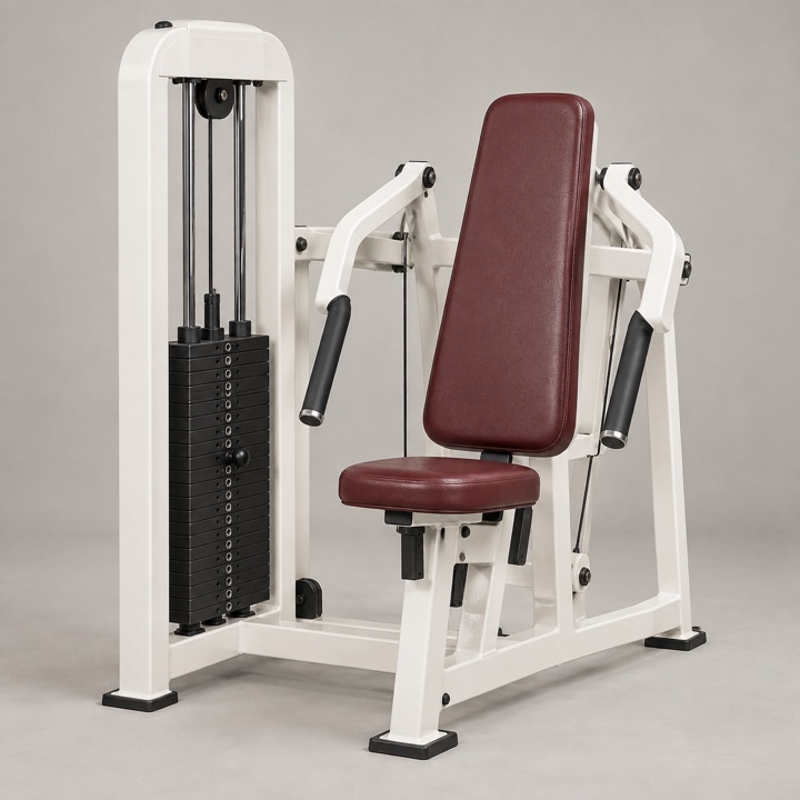 Older white triceps press machine