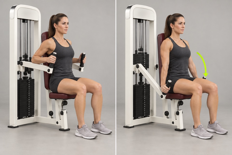 Triceps Press start position on the left and finish position on the right